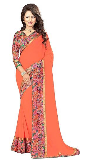 Oomph! Womens Georgette Saree with Blouse Piece