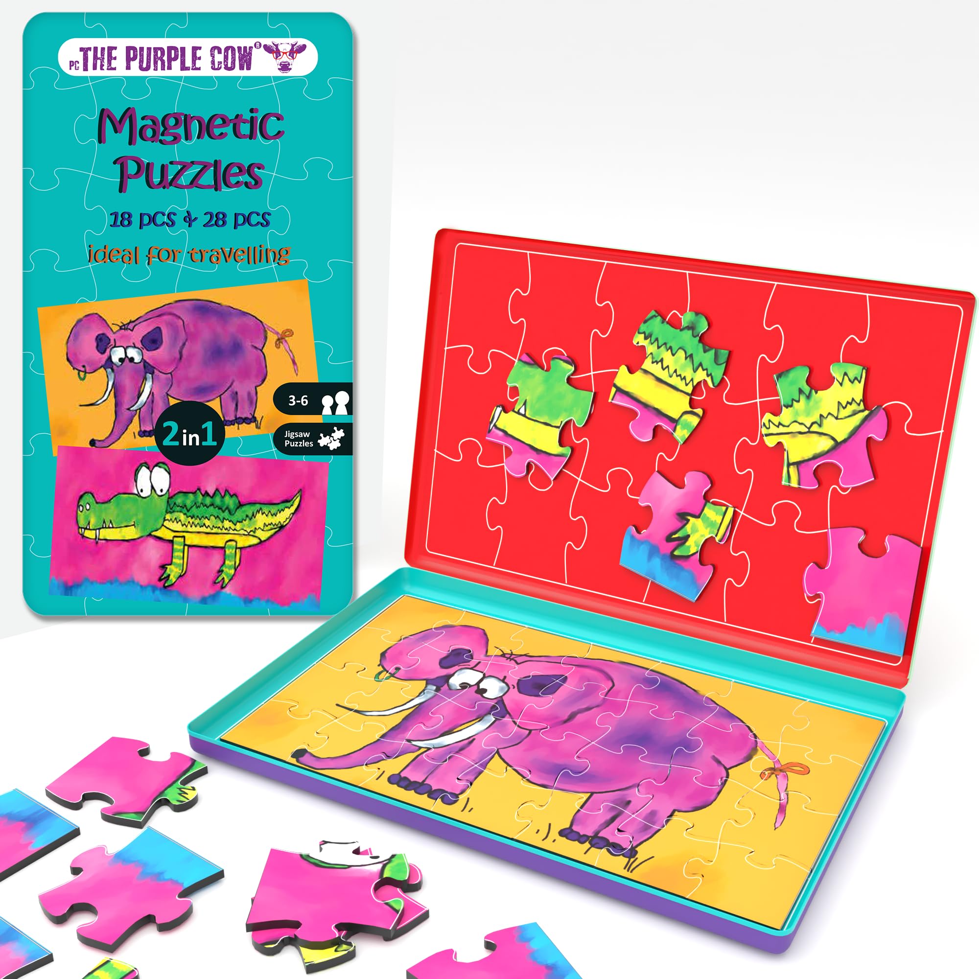 The Purple Cow PC078 Magnetic Travel Game, Mini Puzzles