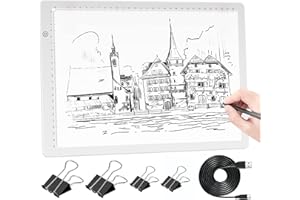 Comzler Tracing Light Board, A4 White Dimmable Brightness LED Light Table, Light Drawing Board for Tracing, Sketch Light Pad for Artists, Animation, Sketching, Stenciling