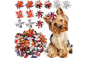 SENNIEA Halloween Decorations for Dog 60Pcs/30Pairs Halloween Dog Hair Bows with Rubber Bands Small Dog Bows Puppy Grooming Bows for Cat Bunny Yorkie Pet Hair Grooming Accessories
