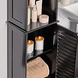 VonHaus Tall Bathroom Cabinet Freestanding Storage Slimline Tallboy Unit Black view 8