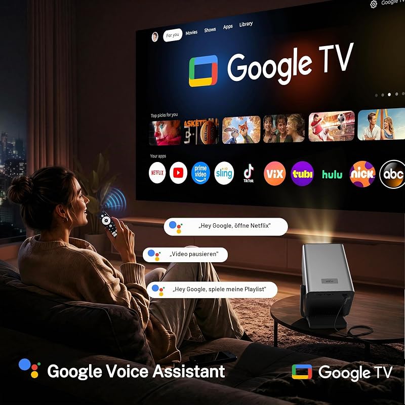 Google TV Smart Beamer mit Netflix, 938 ISO, 4K-Decoding, Hi-Res Audio — Foto 2 von 8
