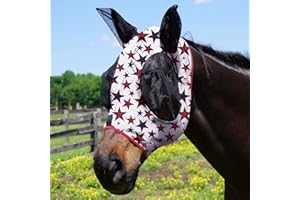 Harrison Howard Super Comfort Stretchy Fitting Horse Fly Mask with UV Protection Soft on Skin with Breathability Dream Star Full Size