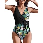 AI'MAGE Womens One Piece Swimsuits V Neck Slimming Bathing Suit Color Block Tie Side Swimwear Tummy Control Swim Suits 2026