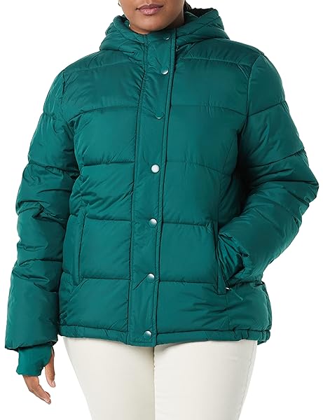 AMAZON ESSENTIALS WOMEN’S HEAVYWEIGHT QUILTED LONG-SLEEVE HOODED PUFFER COAT (AVAILABLE IN PLUS SIZE), DARK GREEN, 5X