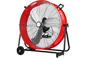 BILT HARD 24" 8100 CFM High Velocity Industrial Drum Fan, 3-Speed Heavy Duty Metal Shop Fan for Warehouse, Workshops, Garage, Factory and Basement