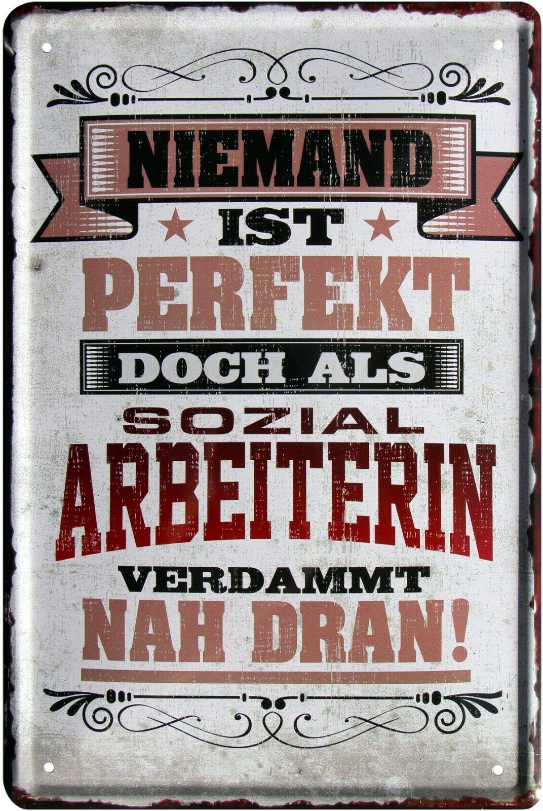 Nobody is perfect, but as a social worker 20 x 30 cm tin sign 2170