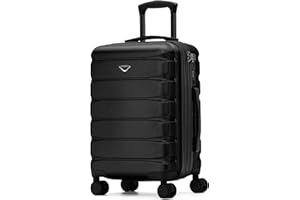 Flight Knight 22x14x9" Expandable Carry On Suitcase Hardside TSA Lock USB C Port Lightweight Luggage Silent Double Spinner Wheels Maximum Overhead Carry-On Bag For American & United Approved Airlines