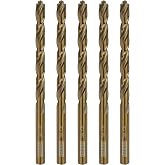 Sabre Tools 1/4 Inch Cobalt Drill Bits 5pcs Heavy-Duty Metal Drill Bit Set for Steel, Cast Iron (1/4" x 4")