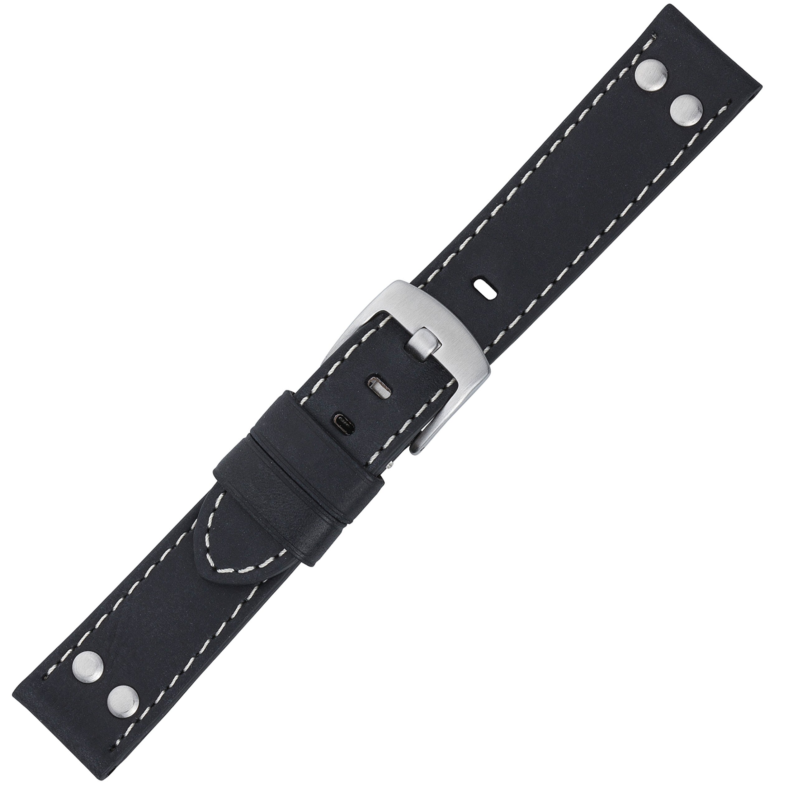 Eichmüller since 1950 Eichm?ller Replacement Watch Strap Vintage Look Leather Band Black 18 mm