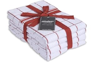 AMOUR INFINI Terry Kitchen Towels | Set of 4 | 18 x 28 Inches | Ultra Soft and Absorbent |100% Cotton Dish Towels with Hangin