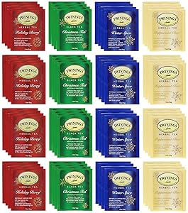 Twinings Holiday Variety Tea Bag Pack, Peppermint Cheer, Holiday Berry, Christmas Tea, Winter Spice and other variety 50 Count tea sampler