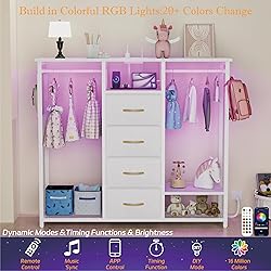 YAKANJ Dresser for Bedroom with 2 Clothes Racks,4