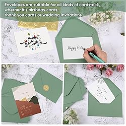 50 Pieces Sage-Green A7 Envelopes with Gold