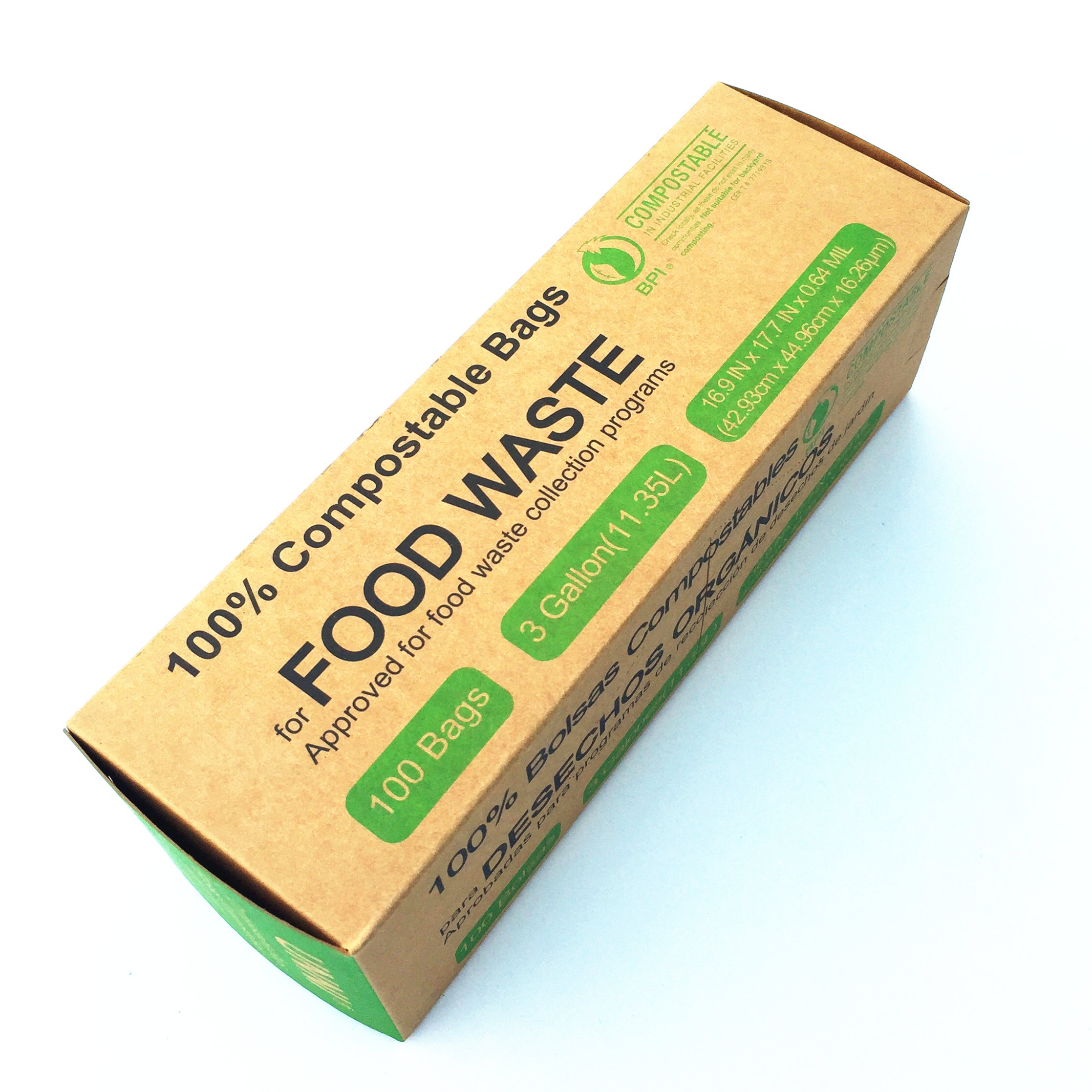 Unni Astm6400 Certified 100 Compostable Bags 3 Gallon 100 Count 0.64