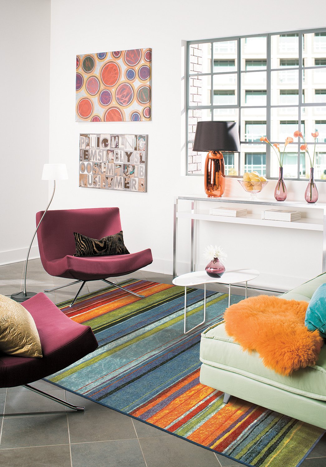 Mohawk Home New Wave Striped Printed Area Rug, 10'x10', Rainbow