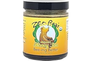 ZEN BEAR HONEY TEA Zen Bear Organic Bee-ing Better Honey Tea - Echinacea, Lemon Balm, Ginger & Cayenne Infused Raw Honey Tea - Daily Well-Being Elixir for Immune Support & Delightful Flavor | 8 oz Jar