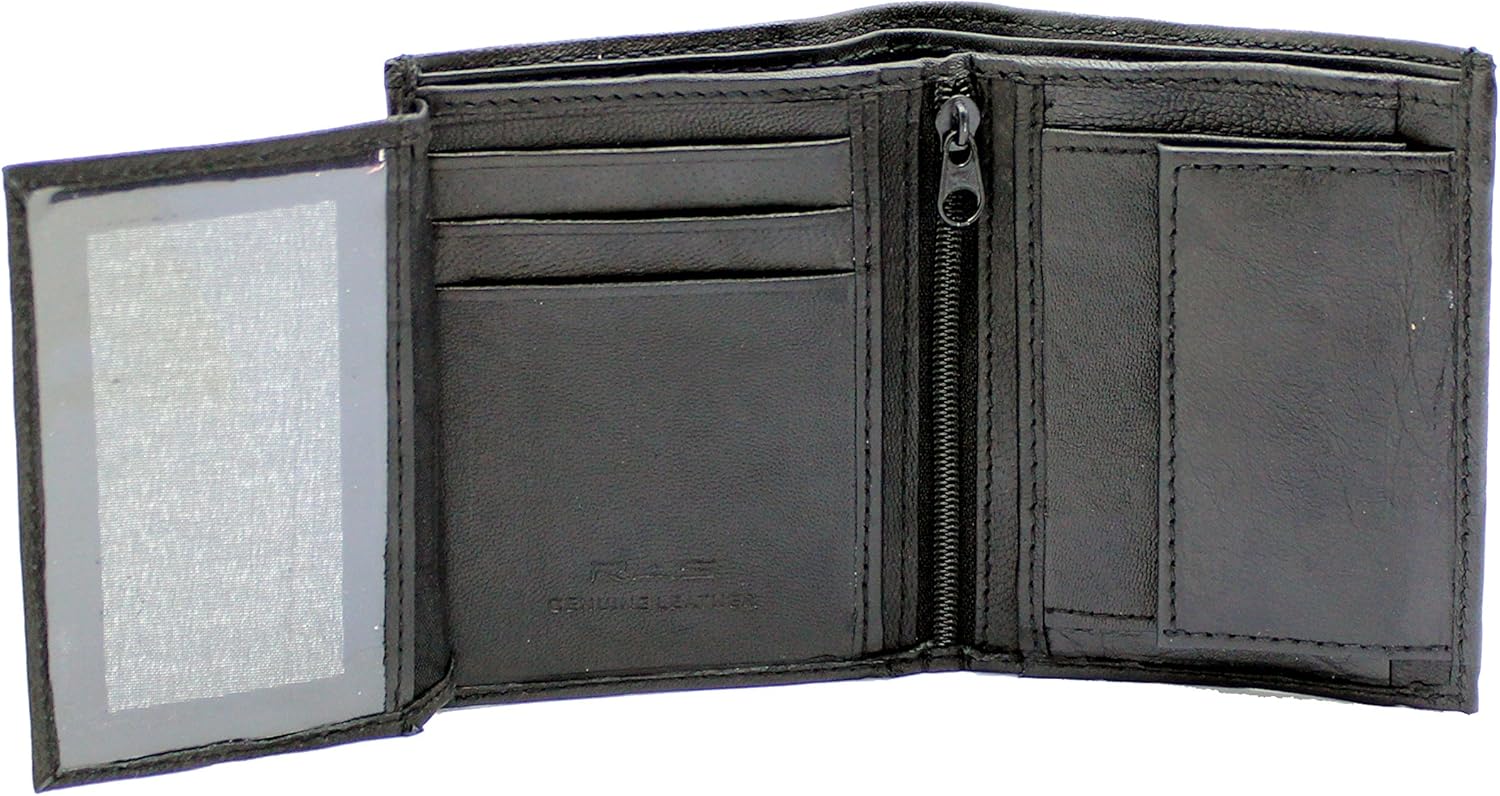 RAS Mens Compact Small Leather RFID Blocking Wallet Coin and ID Pocket 48 (Black), 9cm x 10.5cm - Image 3
