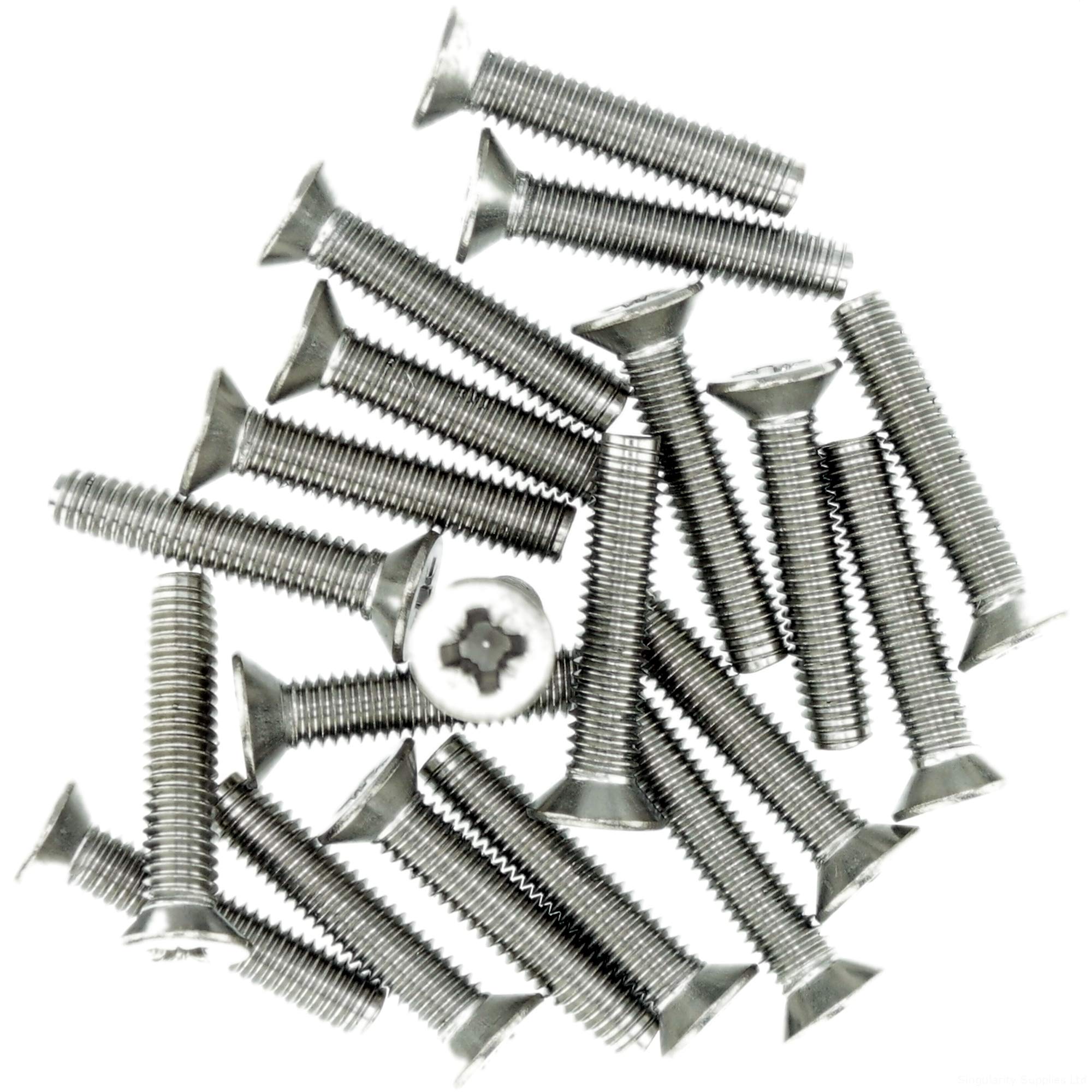 M6 (6mm x 8mm) Pozi Countersunk Thread Rolling Screw - Stainless Steel (A2) (Pack of 20) โ image 1
