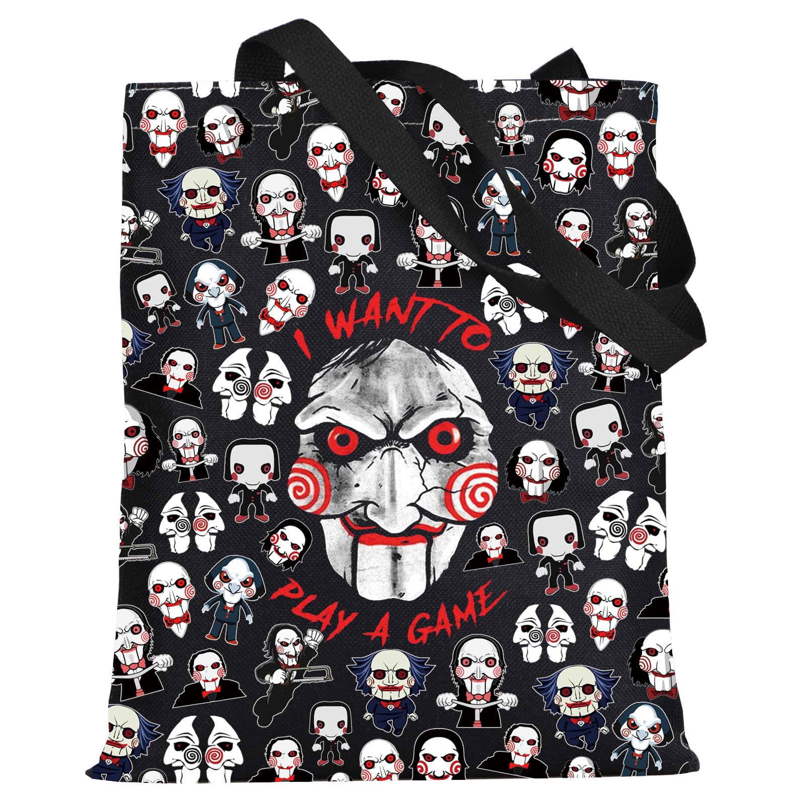 LEVLO Jigsaw Killer Tote Bag - Horror Movie Gift, Play Game Bag