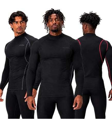 Amazon.com: LANBAOSI 3 Pack Mens Mock Turtleneck Compression