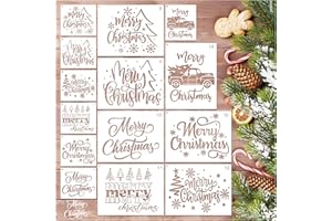 YHSLMH Merry Christmas Stencils for Painting on Wood Signs Reusable Small and Large Merry Christmas Stencil for Door Hanger Doormats Home Canvas Crafts Wall Holiday (Merry14)