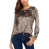Urban CoCo Women's Vintage Velvet T-Shirt Casual Long Sleeve Top