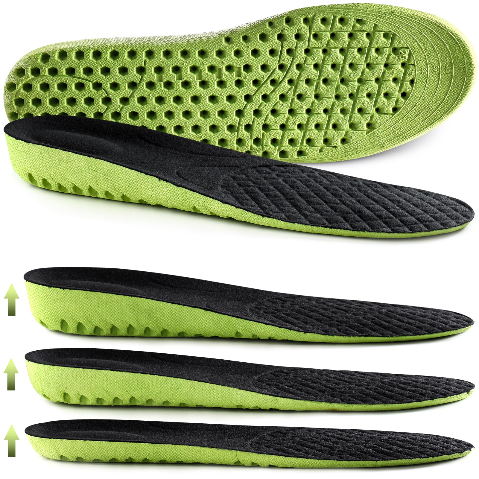 Photo 1 of Ailaka Elastic Shock Absorbing Height Increasing Sports Shoe Insoles, Soft Breathable Honeycomb Orthotic Replacement Inserts for Men & Women