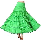 CISMARK Elegant Ballroom Latin Dance Party Long Swing Tiered Skirt for Women