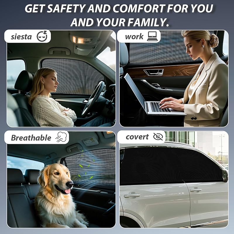 Sonnenschutz Auto Baby,(2-Stück)ZERTIFIZIERTER UV-Schutz,[2026 Upgrade] Nachhaltiges & Hochwertiges Atmungsaktive Spandex,Sonnenschutz Auto Kinder fit 99% Autos, Privatsphäre Für Ihre Familie