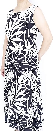 Amazon サイヒマヌ S M L サイズ 白黒ティアレ 大人の マキシ ハワイアンワンピース ハワイ ドレス ハワイでの結婚式にも最適 リゾートウエアや船旅にも M ワンピース チュニック 通販