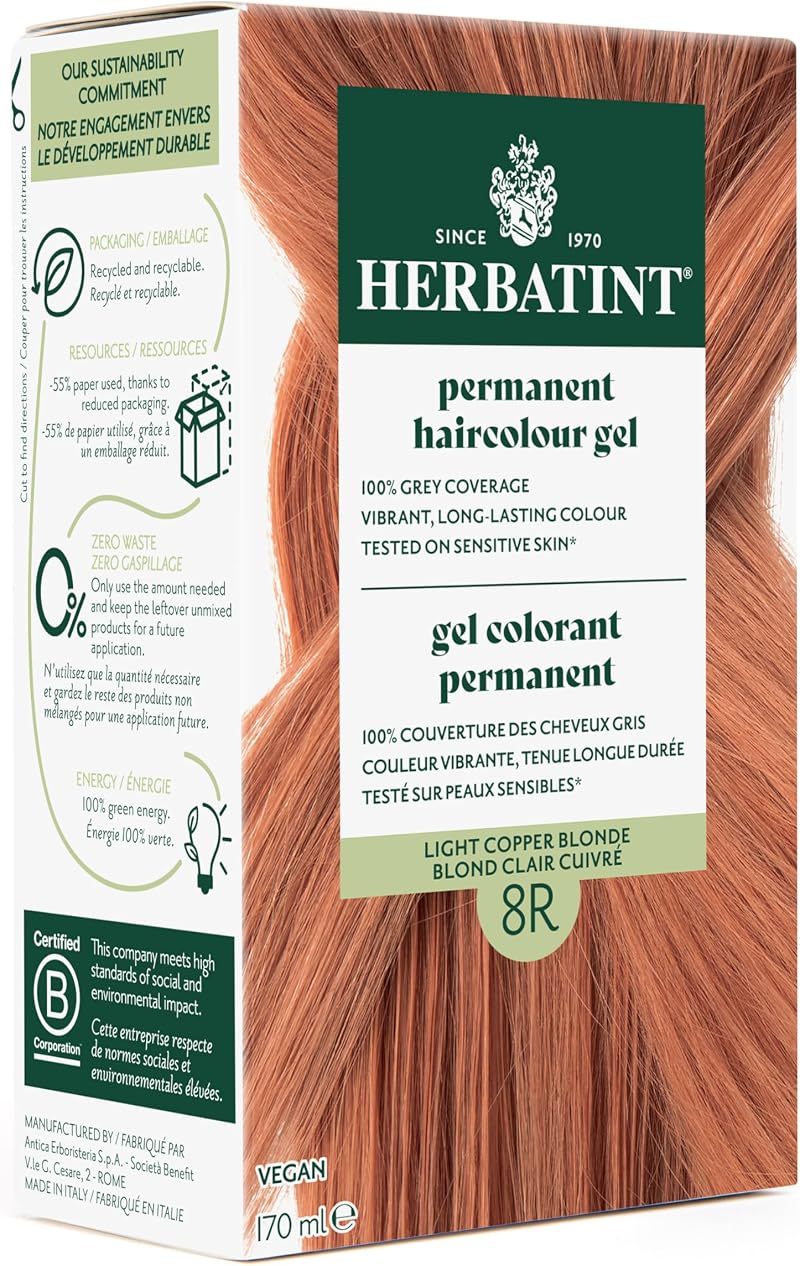 Herbatint 8R Light Copper Blonde Permanent Herbal Hair Colour Gel 135ml