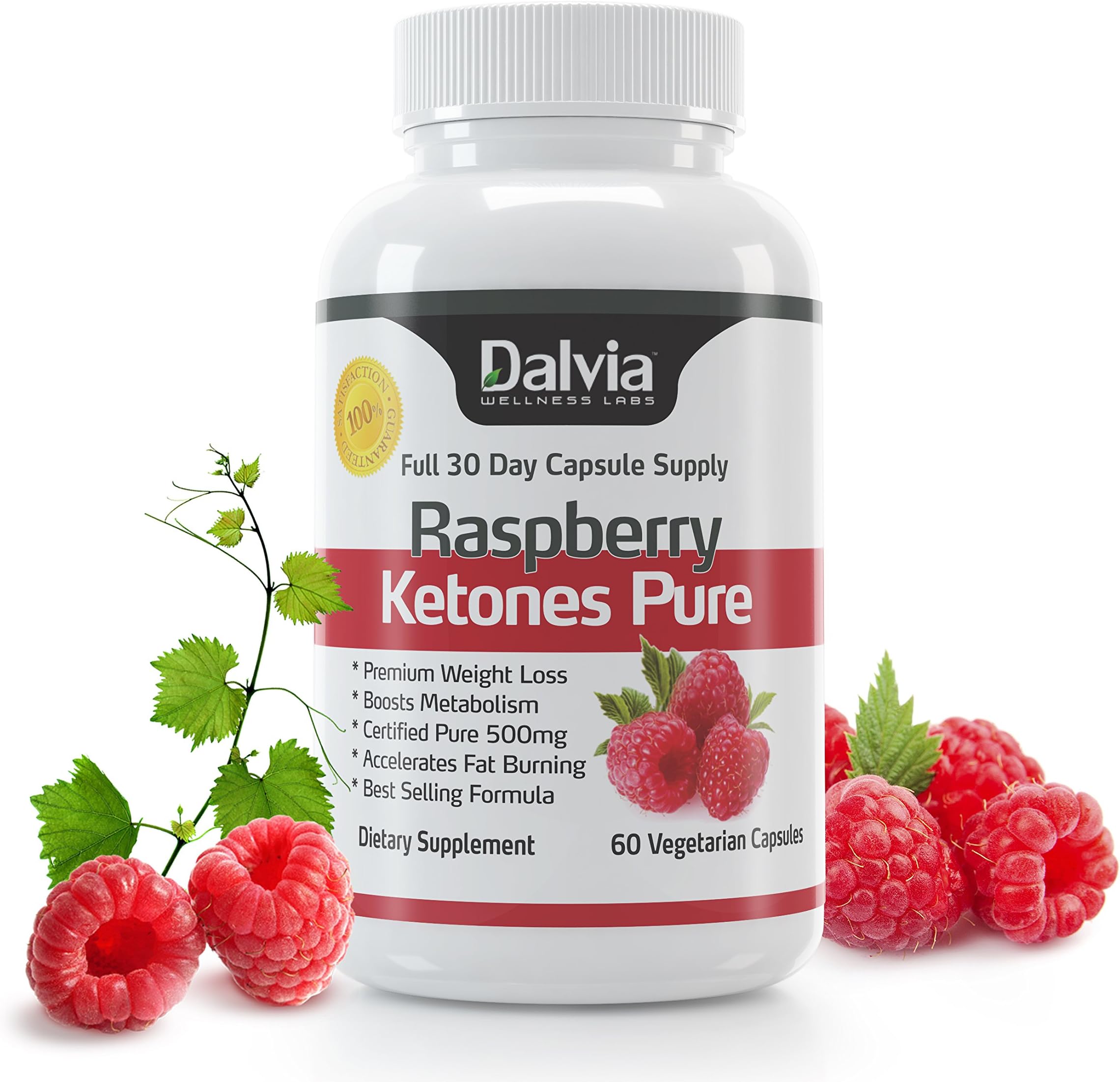 Dalvia Wellness Labs Raspberry Ketones Pure Pills 500mg - Weight Loss and Fat Burning Supplement
