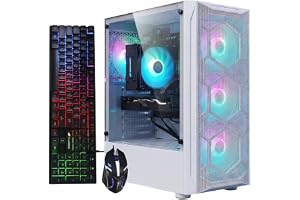 STGAubron Gaming PC Desktop,Intel i7 Xeon E5,RX 590 8G,32G RAM,1TB SSD | Gaming Computer Tower for Streaming,Video Editing,Home,School,E5 up to 3.3GHz,ARGB Fan,WiFi,BT 5.0,4K HDMI,Win11 Home,White