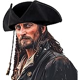 UQJE Authentic Pirate Hat for Adult Leather Tricorn Hat Halloween Colonial Costume Accessories