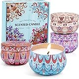 SCENTORINI Scented Candles, Soy Wax Candles, Aromatherapy Candles, Candles Christmas Gift Set, Linen, Cinnamon & Apple, Laven