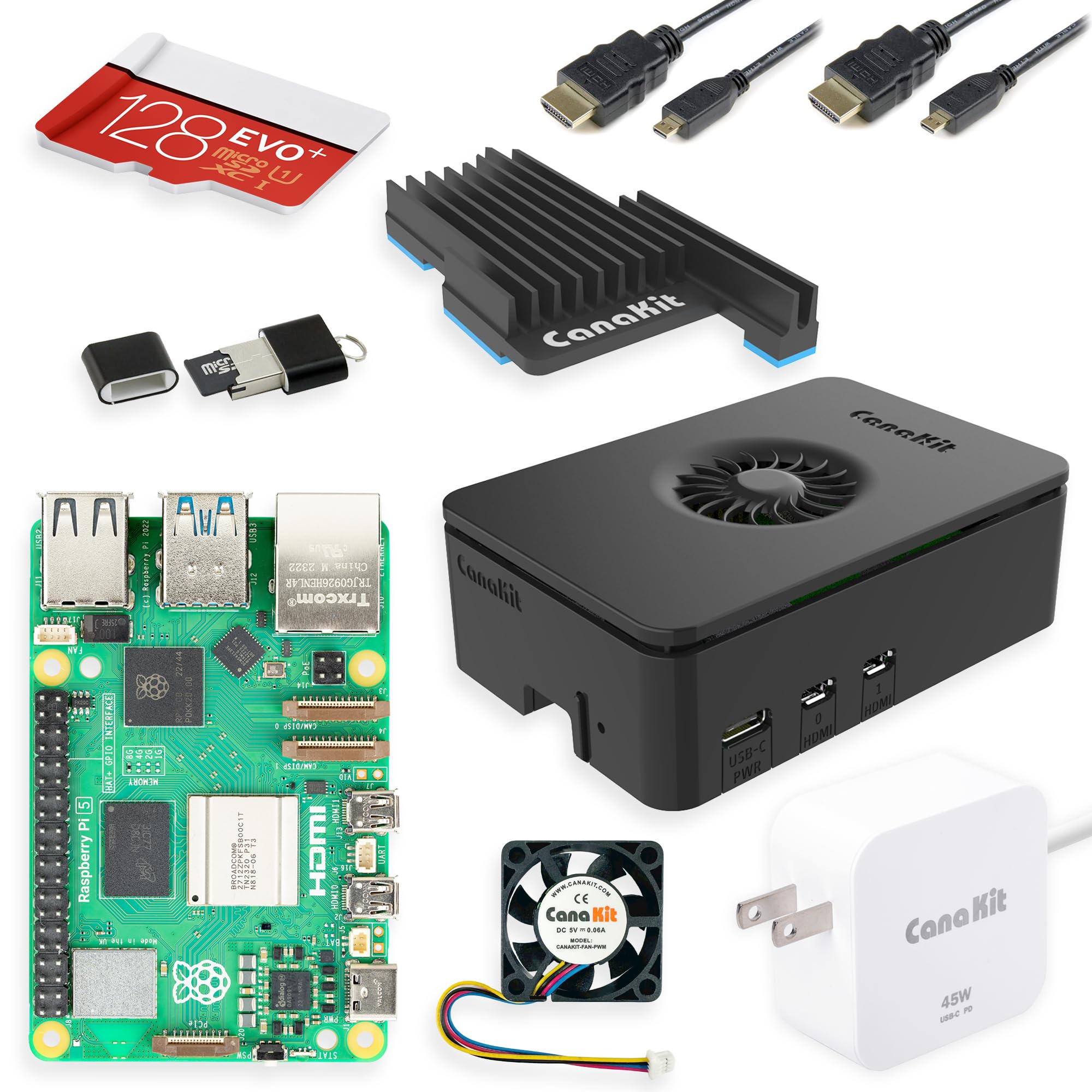 CanaKit Raspberry Pi 5 Starter Kit PRO - Turbine Black (128GB Edition) (4GB RAM)