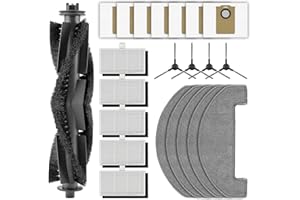 (22 Pieces) MS1 MAX Replacement Parts Compatible with MONSGA MS1 MAX Robot Vacuum, 1 Roller Brush, 4 Side Brushes, 7 Dust Bag