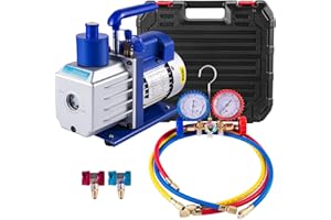 Bestauto Vacuum Pump Kit 4.8CFM 1/3HP Single Stage HVAC A/C Refrigeration Kit 5PA Ultimate Vacuum, Manifold Gauge Set Includi