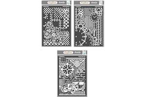 CrafTreat Stencils for Painting on Wood, Canvas, Paper and Fabric - Steampunk Butterfly, Clock and Key & Vintage Car - 3 Pcs - Size: A4 (8.3 x 11.7 Inch) Each - Reusable DIY Art and Craft Stencils