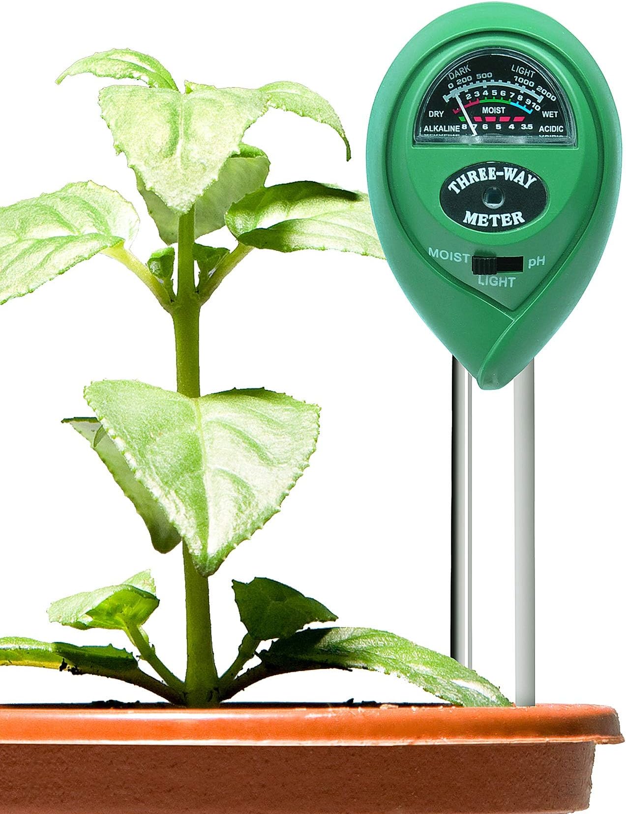 Locus Soil PH Meter, Light and PH Tester, 3-in-1 Soil Moisture Meter, Soil Meter for Indoor and Outdoor Garden, Farm, Lawn, (No Battery Needed)