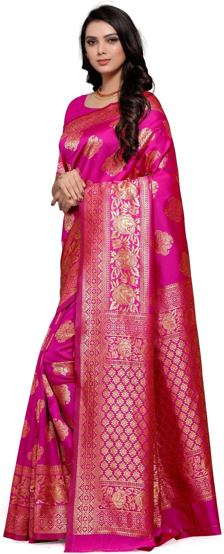 FREYA CRAFTS Women's Banarasi Silk Saree With un-stitched Blouse Piece