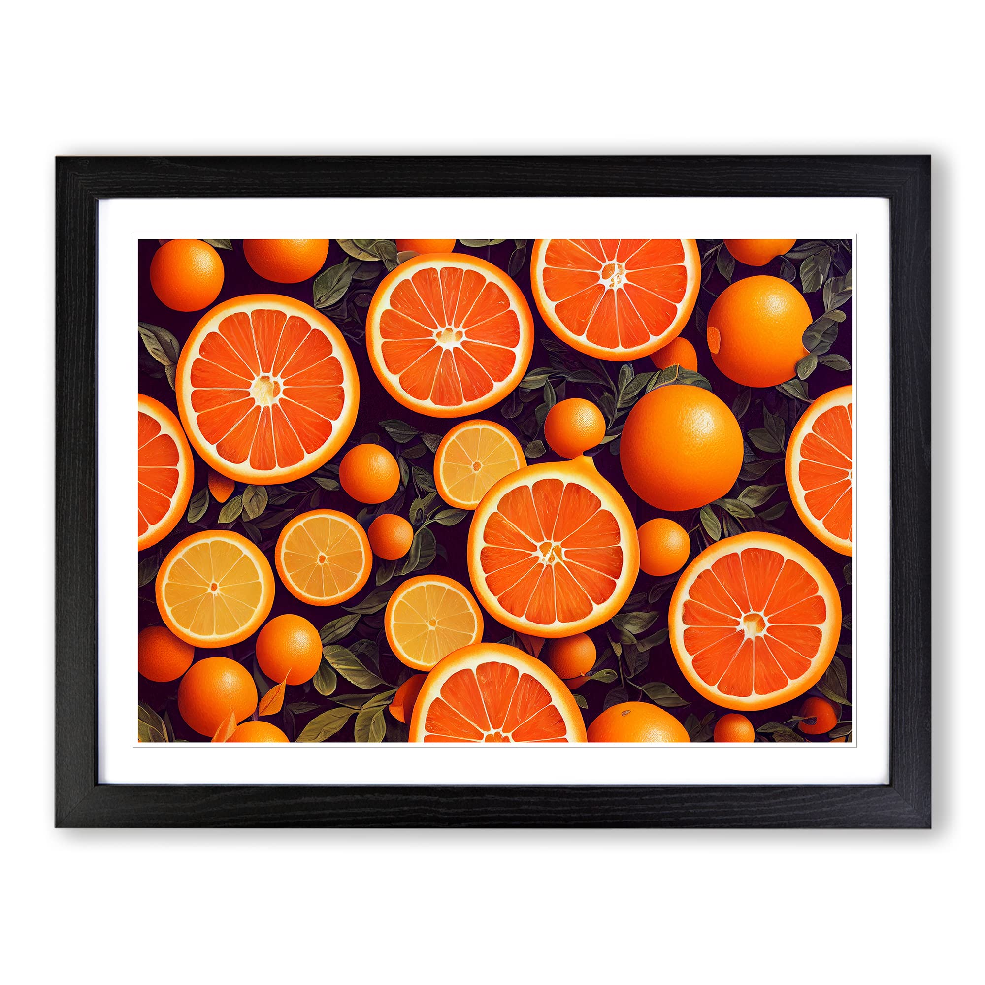 Sliced Orange Fruit Framed Print | A4 Black Framed Wall Art | Ready to Hang | Modern Food Picture | Living Room Bedroom Lounge Office