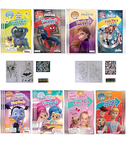 Play Pack Grab And Go Assorted Set For Girls, Princess And Many More (12 Different Packs Guaranteed) And 12\"Thank You\" Cards, Great For Party Favors And Supplies