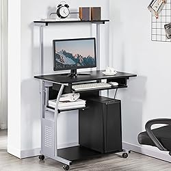 Topeakmart 3 Tier Computer Desk with Printer Shelf