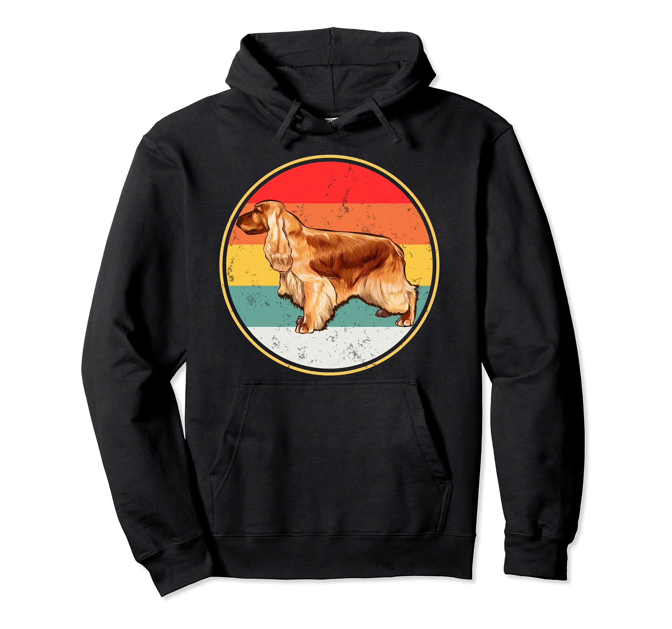 Vintage Retro Sunset English Cocker Spaniel Dog Pullover Hoodie