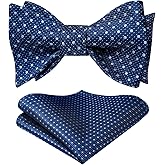 HISDERN Bow Ties for Men Polka Dot Selftie Bowtie and Pocket Square Classic Business Tuxedo Wedding Bowties Handkerchief