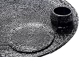 Penguin Home Handcrafted Glass Beaded Round Placemats Set of 12 Black 32 cm view 7