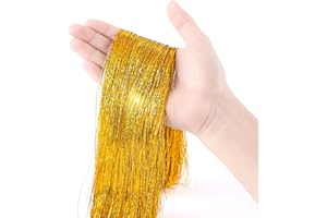 JXITON 3000pcs Christmas Icicle Tinsel,18in Gold Foil Fringe Tinsel Strand Icicle Tinsel Christmas Tree Tinsel for Christmas Holiday Decor Birthday Supplies