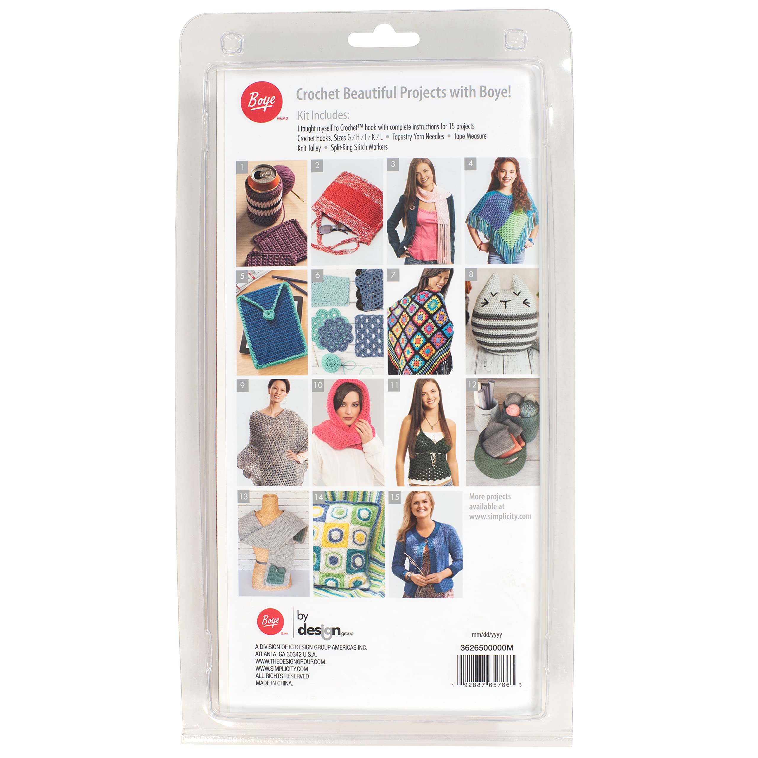 Boye I Taught Myself to Crochet Starter Kit with Instruction Booklet, Multicolor 30 Piece